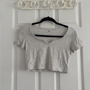 Gray V-Neck Women's Crop Top